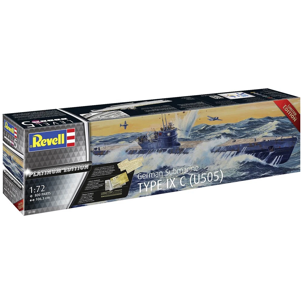 REVELL 1/72 German Submarine Type IXc U505 Platinum Edition.